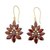 Gold plated garnet dangle earrings, 'Claret Sunburst' - Hand Crafted 18k Gold Plated Earrings with Garnets (image 2a) thumbail