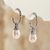 Cultured pearl dangle earrings, 'Blushing Rose' - Sterling Silver Cultured Pearl Half Hoop Earrings thumbail