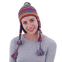 100% alpaca chullo hat,