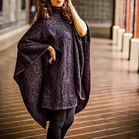 Alpaca blend reversible poncho,