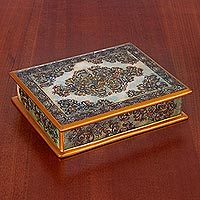 Reverse painted glass decorative box,