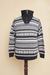 Men's 100% alpaca sweater, 'Huascaran Explorer' - Grey and Ivory Men's Alpaca Sweater with a Zipper Turtleneck (image 2c) thumbail