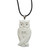 Bone and leather pendant necklace, 'White Owl Family' - Artisan Crafted Owl Family Pendant on Leather Cord Necklace (image 2b) thumbail