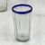 Tumblers, 'Cobalt Groove' (set of 6) - Handmade Glass Recycled Juice Drinkware (Set of 6) thumbail