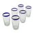 Tumblers, 'Cobalt Groove' (set of 6) - Handmade Glass Recycled Juice Drinkware (Set of 6) (image 2b) thumbail