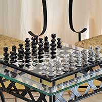 Marble chess set, 'Sophisticate' - 11 Inch Hand Carved Marble Chess Set Mexico