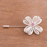 Sterling silver filigree brooch,