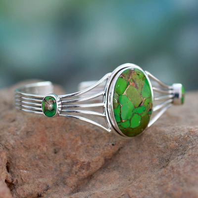 Sterling silver cuff bracelet, Verdant Island