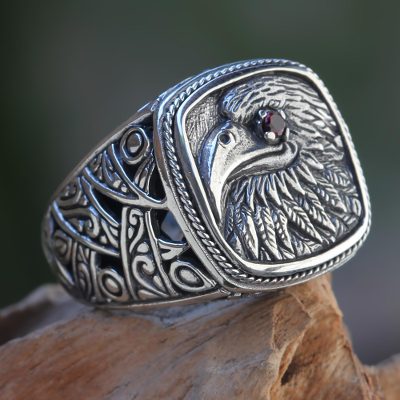 Garnet signet ring, Java Eagle