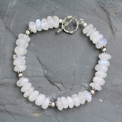 Rainbow moonstone beaded bracelet, Indian Rainbow