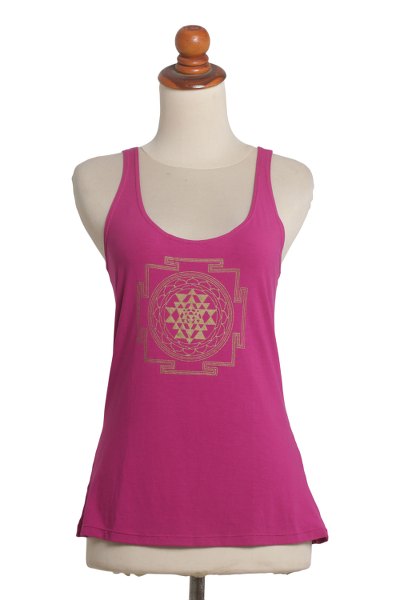 Rayon blend tank top, Soul Chakra in Fuchsia