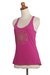 Rayon blend tank top, 'Soul Chakra in Fuchsia' - Fuchsia Rayon Blend Beige Medallion Sleeveless Tank Top (image 2b) thumbail