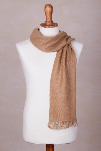 100% alpaca scarf, Oblique Nutmeg