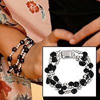 Obsidian beaded bracelet,