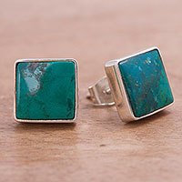 Chrysocolla stud earrings,