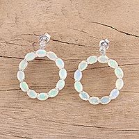 Opal and diamond drop earrings,