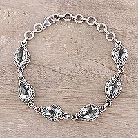 Prasiolite link bracelet