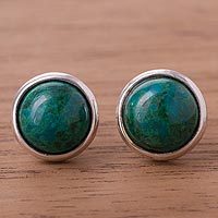 Chrysocolla stud earrings,