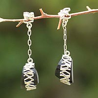 Obsidian dangle earrings,