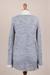 100% alpaca cardigan, 'Textured Andes' - Alpaca Wool Cardigan Prussian Blue Antique White from Peru (image 2d) thumbail