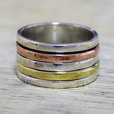 Sterling silver meditation spinner ring, Sleek Simplicity