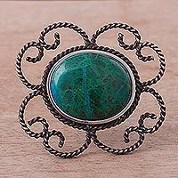 Chrysocolla brooch pin pendant,
