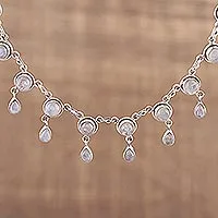 Rainbow moonstone waterfall necklace,