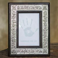 Nickel and wood picture frame,