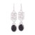 Onyx flower earrings, 'Summer Night' - Hand Made Floral Onyx and Silver Dangle Earrings (image 2a) thumbail