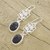 Onyx flower earrings, 'Summer Night' - Hand Made Floral Onyx and Silver Dangle Earrings (image 2b) thumbail