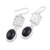Onyx flower earrings, 'Summer Night' - Hand Made Floral Onyx and Silver Dangle Earrings (image 2c) thumbail