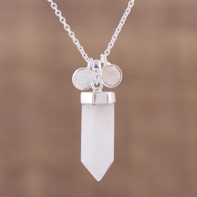 Rainbow moonstone pendant necklace, Moonlight Crystal