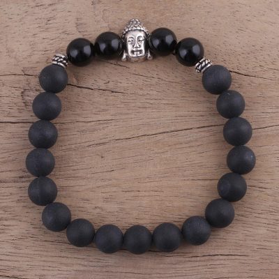 Onyx beaded stretch bracelet, Inner Nirvana