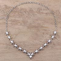 Cultured freshwater pearl link necklace,
