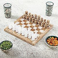 Onyx and marble chess set,