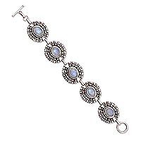 Rainbow moonstone link bracelet,