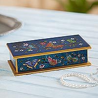 Reverse-painted glass decorative box,