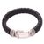 Men's leather braided wristband bracelet, 'Jagaraga Swirl' - Men's Sterling Silver and Braided Black Leather Bracelet (image 2a) thumbail