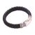 Men's leather braided wristband bracelet, 'Jagaraga Swirl' - Men's Sterling Silver and Braided Black Leather Bracelet (image 2d) thumbail