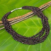 Garnet beaded strand necklace,