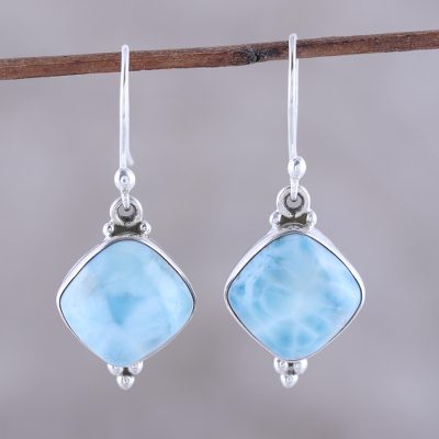 Larimar dangle earrings, Gleaming Grandeur