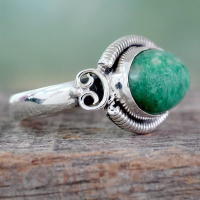 Amazonite cocktail ring, Seafoam