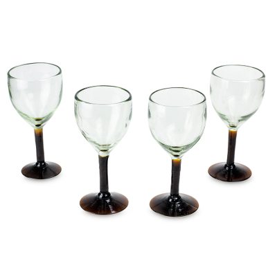Blown glass goblets, Amber Mirage (set of 4)