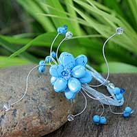 Featured review for Beaded wrap bracelet, Sky Bouquet