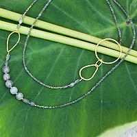 Gold plated labradorite beaded necklace,