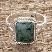Jade cocktail ring, 'Life Divine' - Jade Jewelry Artisan Crafted Ring