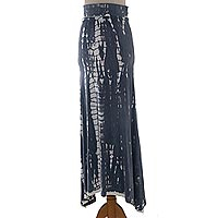 Tie-dyed rayon blend jersey maxi skirt, 'Welcome Summer' - Black and Dark Grey Tie Dye Long Maxi Rayon Blend Boho Skirt