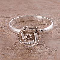 Sterling silver cocktail ring, 'In Full Bloom' - Sterling Silver Blooming Rose Cocktail Ring