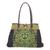 Leather accented cotton shoulder bag, 'Phoenix in Green' - Artisan Crafted Cotton Shoulder Bag with Embroidery (image 2a) thumbail