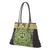Leather accented cotton shoulder bag, 'Phoenix in Green' - Artisan Crafted Cotton Shoulder Bag with Embroidery (image 2b) thumbail